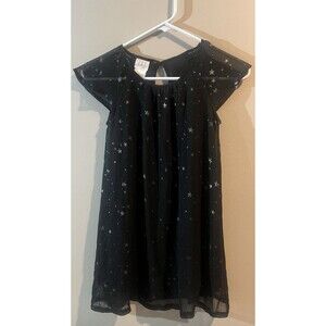 CRB girls black chiffon start print party dress size 10